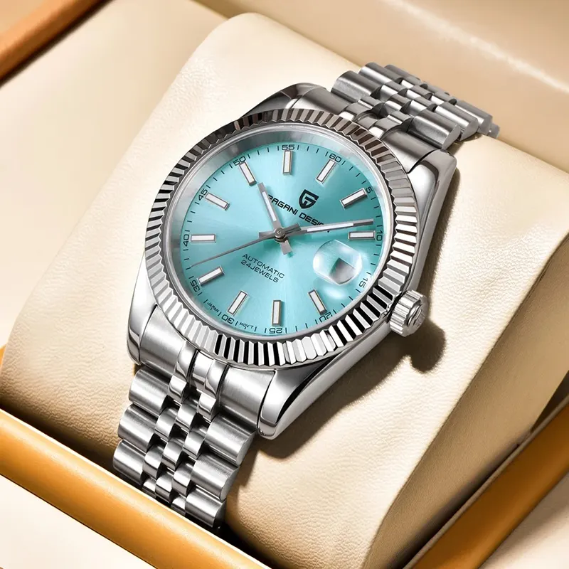 Pagani Design Datejust Japan Automatic Tiffani Blue Dia Men's Watch- PD-1645